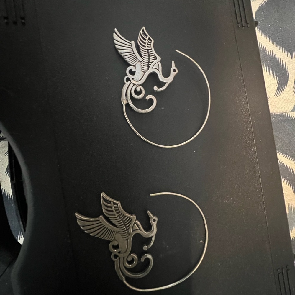 Silver bird earrings